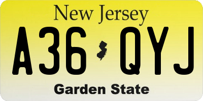 NJ license plate A36QYJ