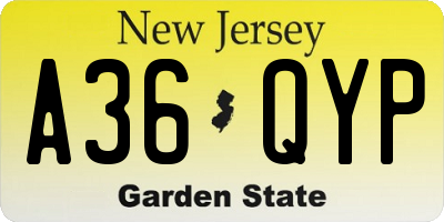 NJ license plate A36QYP