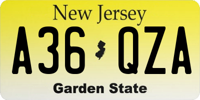 NJ license plate A36QZA