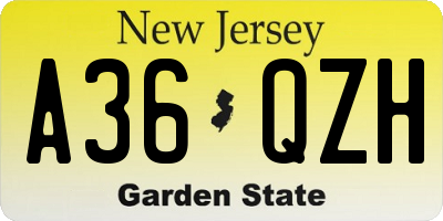 NJ license plate A36QZH