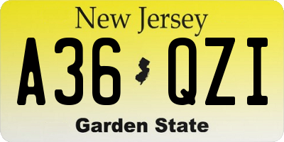 NJ license plate A36QZI
