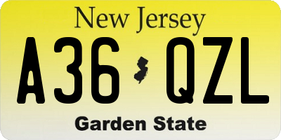 NJ license plate A36QZL