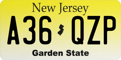 NJ license plate A36QZP