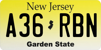 NJ license plate A36RBN