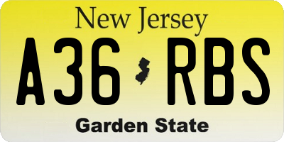 NJ license plate A36RBS