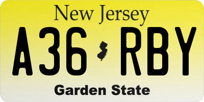 NJ license plate A36RBY