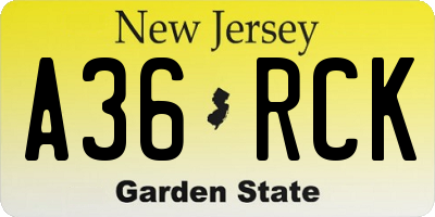 NJ license plate A36RCK