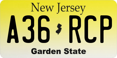 NJ license plate A36RCP