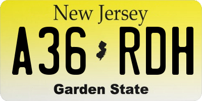 NJ license plate A36RDH