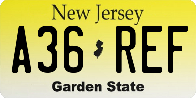 NJ license plate A36REF