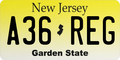 NJ license plate A36REG