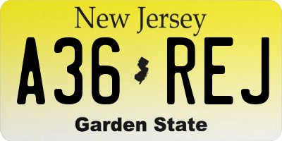 NJ license plate A36REJ