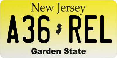 NJ license plate A36REL