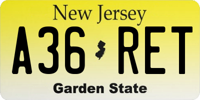 NJ license plate A36RET