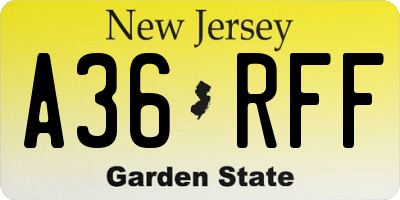 NJ license plate A36RFF