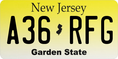 NJ license plate A36RFG