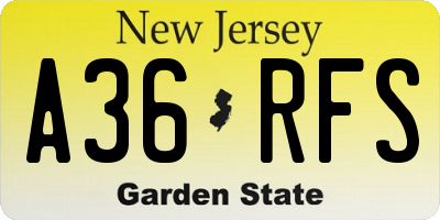NJ license plate A36RFS