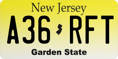 NJ license plate A36RFT