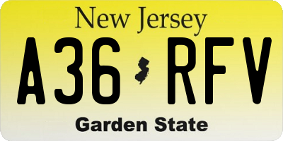 NJ license plate A36RFV