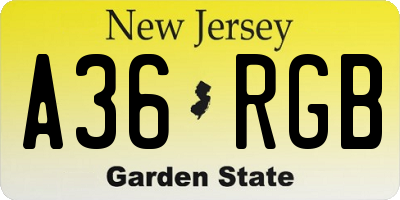 NJ license plate A36RGB
