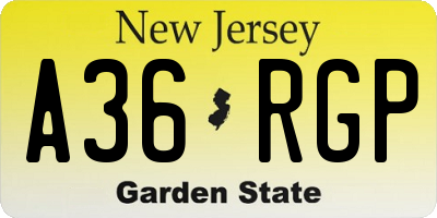 NJ license plate A36RGP