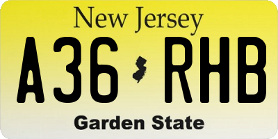 NJ license plate A36RHB
