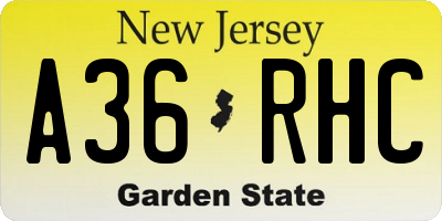 NJ license plate A36RHC