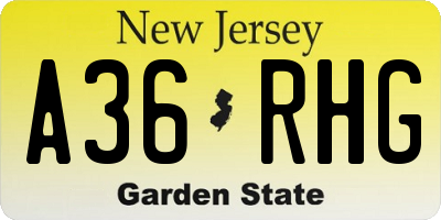 NJ license plate A36RHG