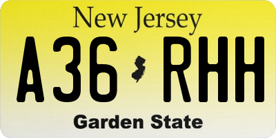 NJ license plate A36RHH