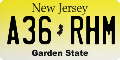 NJ license plate A36RHM