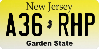NJ license plate A36RHP