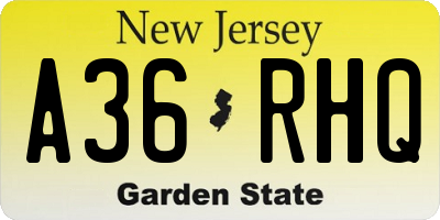 NJ license plate A36RHQ