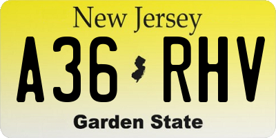 NJ license plate A36RHV