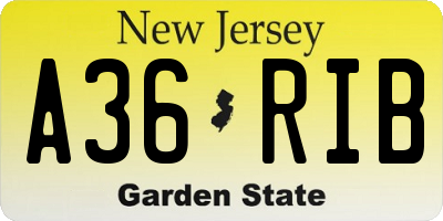 NJ license plate A36RIB