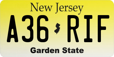 NJ license plate A36RIF