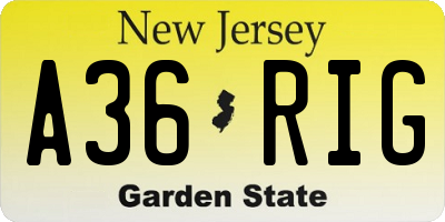 NJ license plate A36RIG