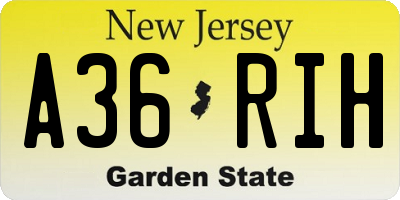 NJ license plate A36RIH