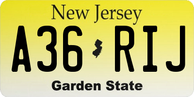 NJ license plate A36RIJ
