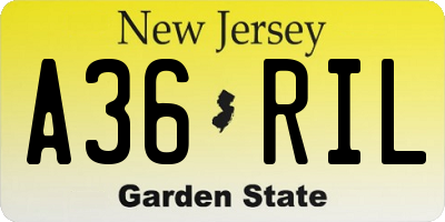 NJ license plate A36RIL