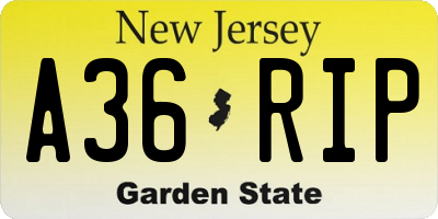 NJ license plate A36RIP