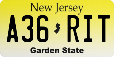 NJ license plate A36RIT