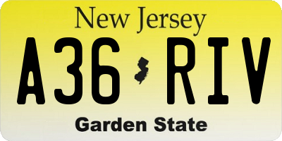 NJ license plate A36RIV