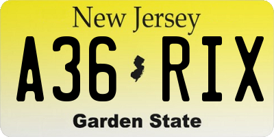 NJ license plate A36RIX