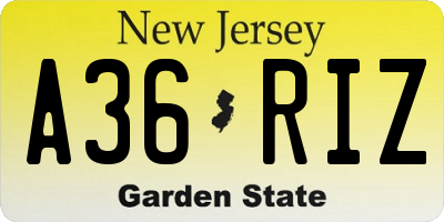 NJ license plate A36RIZ