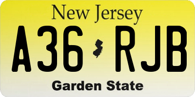 NJ license plate A36RJB