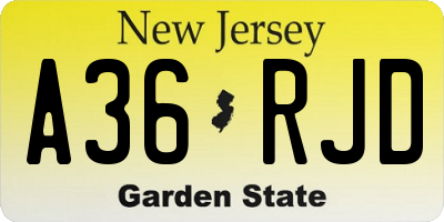 NJ license plate A36RJD