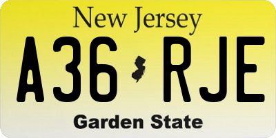 NJ license plate A36RJE