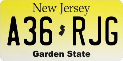 NJ license plate A36RJG