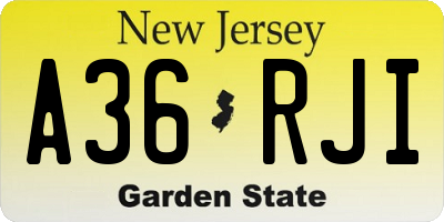 NJ license plate A36RJI