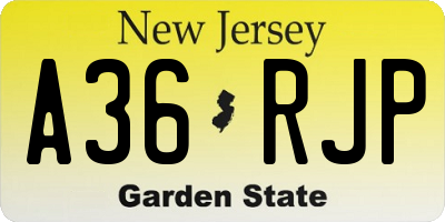 NJ license plate A36RJP